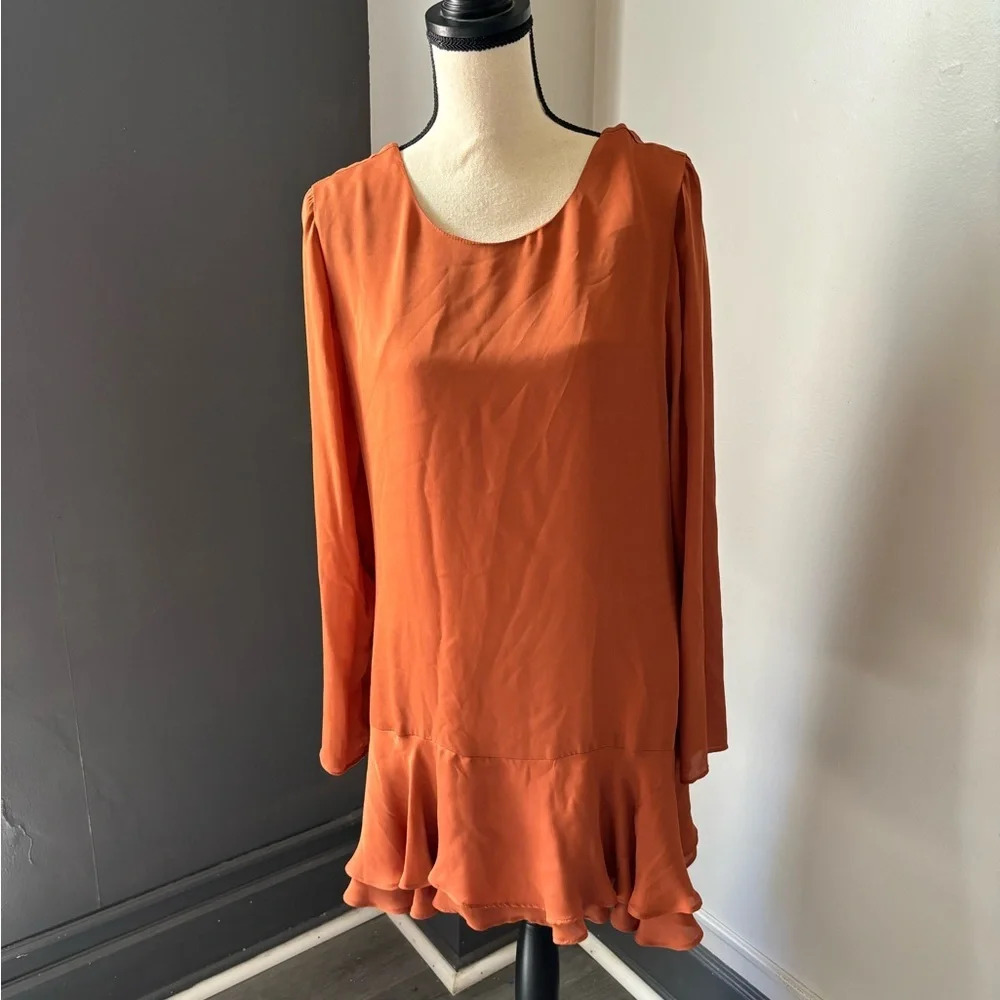 Stone Cold Fox Orange Mini Dress with Long Sleeves